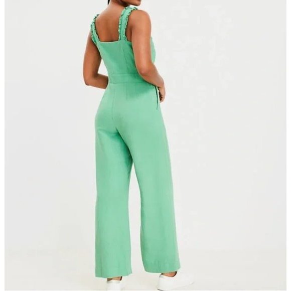 Ann Taylor LOFT Ruffle Strap Square Neck Jumpsuit 0 - Picture 3 of 3